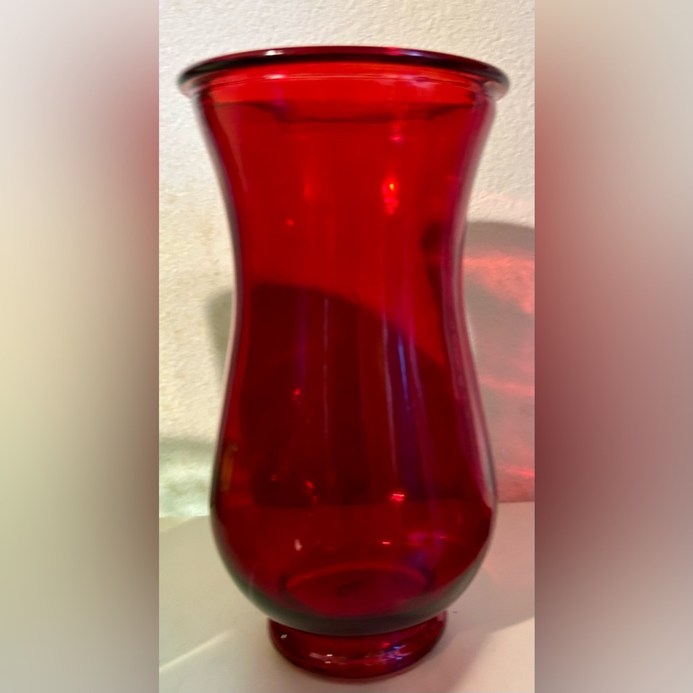 1-800-Flowers, red vase. 9”